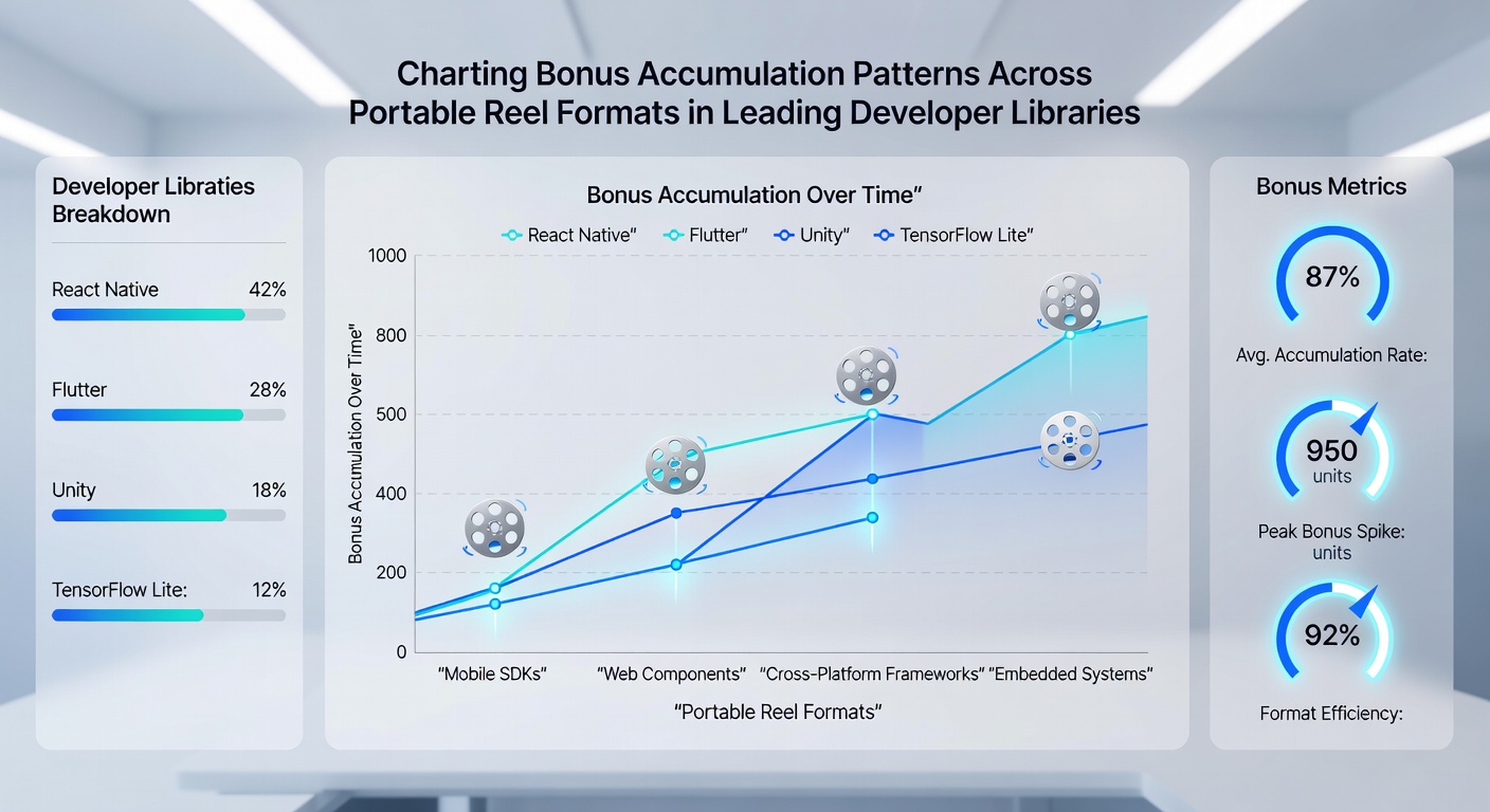 Chart displaying statistical patterns of bonus buildup in different portable reel types from major game developers