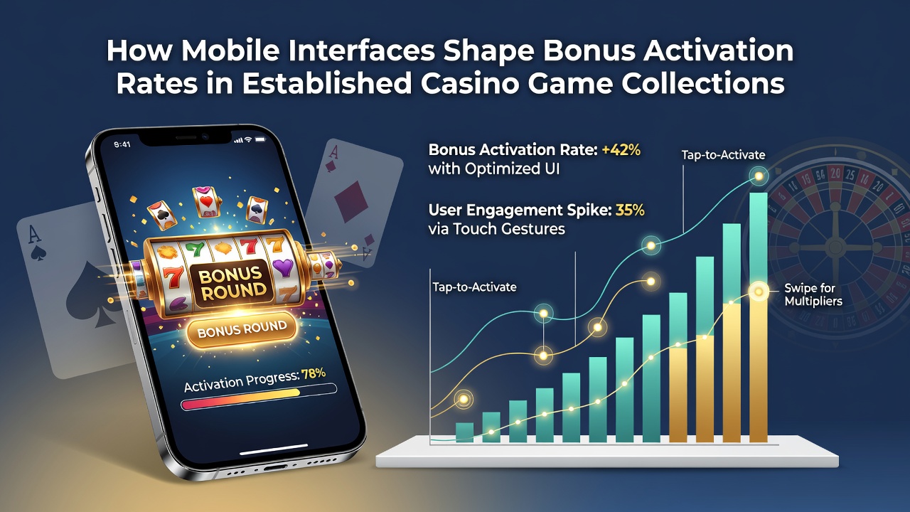 Data visualization of bonus activation rates comparing different mobile UI configurations in casino games