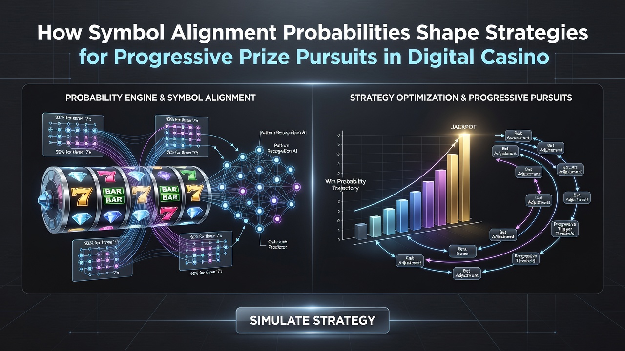 Analytics dashboard showing symbol probability charts and progressive meter growth over time