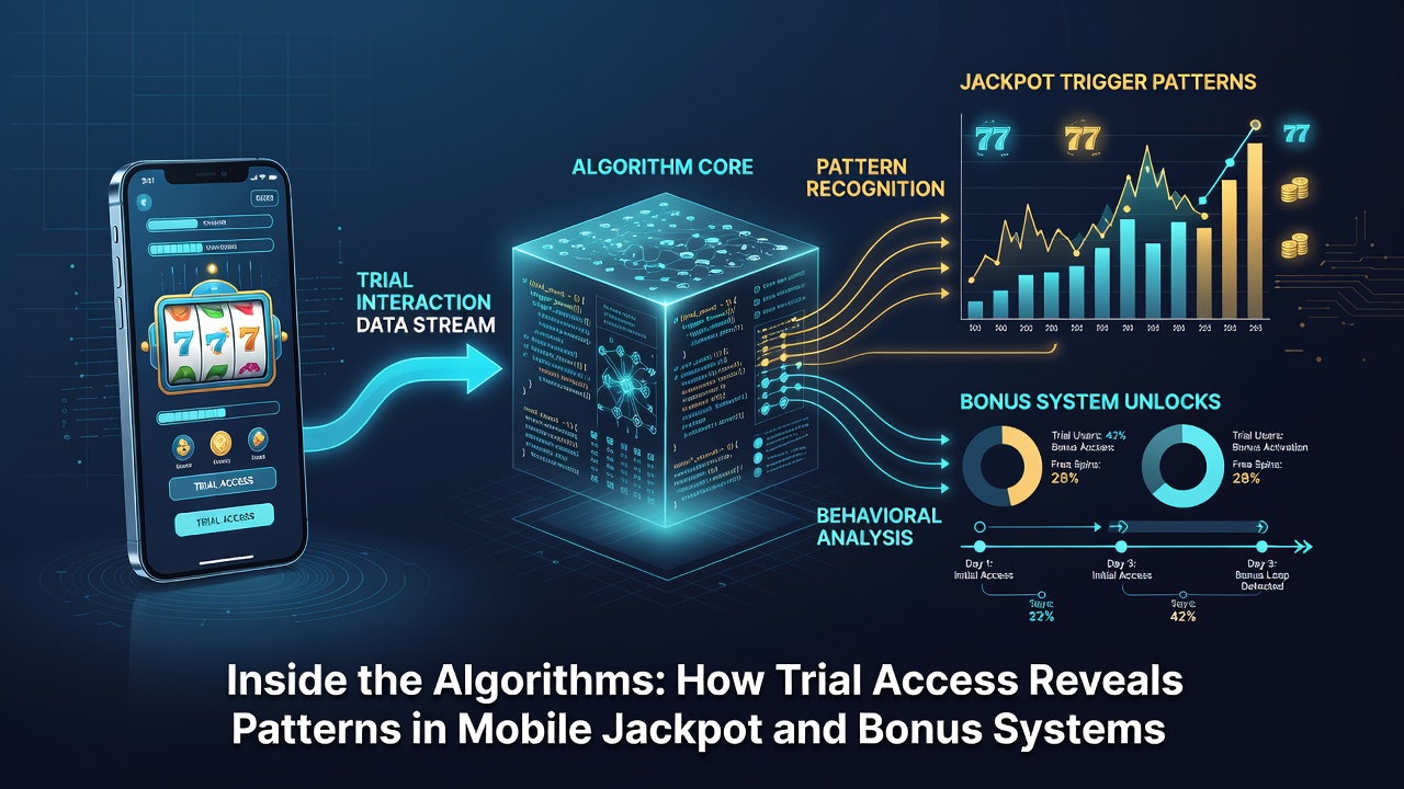 Analytics dashboard showing RTP curves and bonus trigger statistics from mobile slot trial sessions